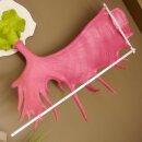 Alce con corna enormi (larghezza 163 cm) rosa verde Trofeo di cranio su supporto bianco Corna di alce