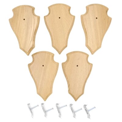 Trophäenschilder Reh 5 Stück Spitz AF19x11 in hell + Montageklammer GTKv50.71-5 +K