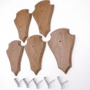 Trophäenschilder Reh 5 Stück Spitz AF 21 cm x 13 cm Eiche braun + Montageklammer GTKv50.84-5+K