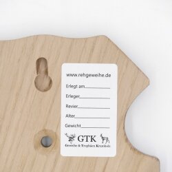 Trophäenschilder Reh 5 Stück Spitz AF 21 cm x 13 cm Eiche braun + Montageklammer GTKv50.84-5+K