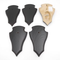 Trophäenschilder Reh 5 Stück Spitz AF 19x11 mit 1 Kieferfach Eiche dunkel ohne Montageklammer GTKv50.63/1KF-5