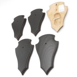 Trophäenschilder Reh 5 Stück Spitz AF 19x11 mit 1 Kieferfach Eiche dunkel ohne Montageklammer GTKv50.63/1KF-5