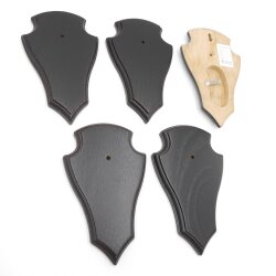Trophäenschilder Reh 5 Stück Spitz AF 19x11 mit 1 Kieferfach Eiche dunkel ohne Montageklammer GTKv50.63/1KF-5