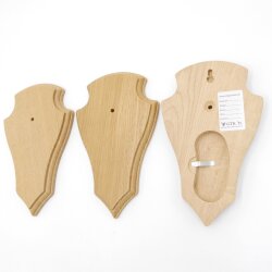 Trophäenschilder Reh 3 Stück Spitz AF 19x11 mit 1 Kieferfach Eiche hell ohne Montageklammer GTKv50.72/1KF-3
