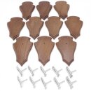 Trophäenschilder Reh 10 Stück Spitz AF 19x11 mit 1 Kieferfach Eiche braun + Montageklammer GTKv50.81/1KF-10+K