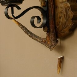 Wandlampe 1 flammig geschnitztes Schild mit Sika Stange Lampe Leuchte Lampenschirm