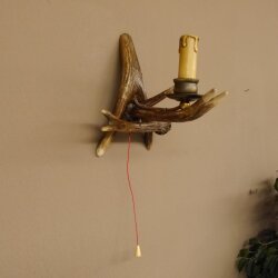 Wandlampe Geweih 1 flammig Rothirschstange Rehstange Stange Lampe Leuchte Wand