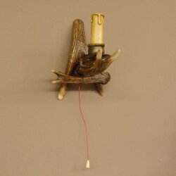 Wandlampe Geweih 1 flammig Rothirschstange Rehstange Stange Lampe Leuchte Wand