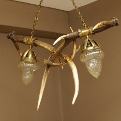 Lampe Deckenlampe Rothirschstangen Stangen Lampen Leuchte 2 - flammig Lampenschirm