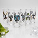 Schnapsgläser Set 6 Stk. mit Hirsch Design 2cl 4cl...
