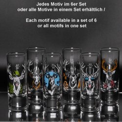 Schnapsgläser Set 6 Stk. mit Hirsch Design 2cl 4cl Geschenk 7 Varianten wählbar
