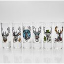 Schnapsgläser Set 6 Stk. mit Hirsch Design Bunt gemischt 2cl / 4cl
