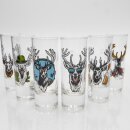 Schnapsgläser Set 6 Stk. mit Hirsch Design Bunt gemischt 2cl / 4cl