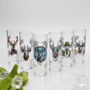 Schnapsgläser Set 6 Stk. mit Hirsch Design Bunt gemischt 2cl / 4cl