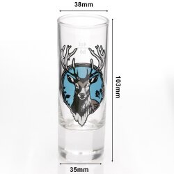 Schnapsgläser Set 6 Stk. mit Hirsch Design Bunt gemischt 2cl / 4cl
