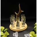 Schnapsanbieter mit 6 Stk. Gläser 2cl 4cl mit Hirsch...