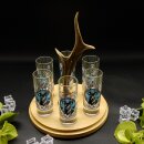 Schnapsanbieter mit 6 Stk. Gläser 2cl 4cl mit Hirsch Design auf Schild HELL mit Rehstange Geschenk 7 Varianten wählbar