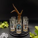 Schnapsanbieter mit 6 Stk. Gläser 2cl 4cl mit Hirsch...