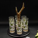 Schnapsanbieter mit 6 Stk. Gläser 2cl 4cl mit Hirsch...