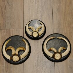 Boar trophies, set of 3 Wild boar trophies (Sus scrofa) L up to approx. 19 cm Boar trophy Trophy plaque