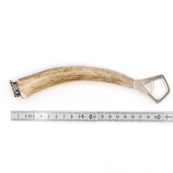 Bottle opener with deer antler handle and end cap decoration Bavarian coat of arms GL 20 cm 27.19.2.52