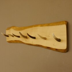 Geweih Garderobe mit 7 Haken aus Hirschspitzen auf Holzbrett Wandgarderobe Unikat 27.8.109