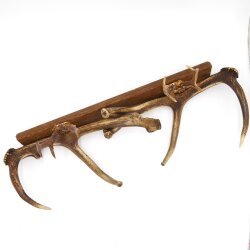 Geweih Garderobe auf Holzbrett 2x Rehgeweih 2x Rothirsch Stangen Wandgarderobe Unikat 27.8.114