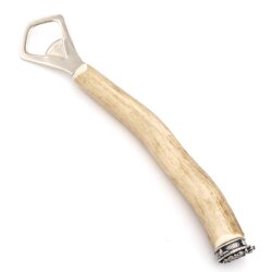 Bottle opener with deer antler handle and end cap decoration Bavarian coat of arms GL 22 cm 27.19.2.56