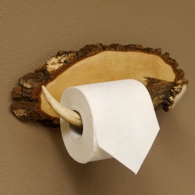 Klorollenhalter WC Rollenhalter Toilettenpapierhalter Hirschstange Hirsch Birkeschild 100.4.10