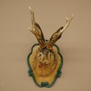 Lepre con fischietto Corna di capriolo Lepre Capriolo Wolpertinger Wolpi Lepre Wolpi Preparato su trofeo intagliato #45
