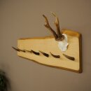 Geweih Garderobe mit 7 Hirschspitzen Haken auf Holzbrett Rehgeweih Wandgarderobe Unikat 27.8.124