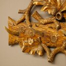 Geweih Garderobe mit 6 Hirschspitzen Haken auf geschnitztes Holzbrett 1x Rehgeweih Wandgarderobe Unikat 27.8.126