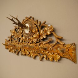 Geweih Garderobe mit 6 Hirschspitzen Haken auf geschnitztes Holzbrett 1x Rehgeweih Wandgarderobe Unikat 27.8.126