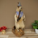 Taxidermied Wolpertinger marmot hiker with hat, backpack, neckerchief, walking stick, and pipe
