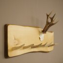 Geweih Garderobe mit 7 Hirschspitzen Haken auf Holzbrett 1x Rehgeweih Wandgarderobe Unikat 27.8.128