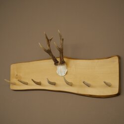 Geweih Garderobe mit 7 Hirschspitzen Haken auf Holzbrett 1x Rehgeweih Wandgarderobe Unikat 27.8.128