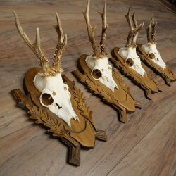 4-piece roebuck antlers, carved trophy plaques 22.1405