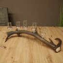Set da liquore: 5 bicchieri alti con stelo su un supporto a forma di corna di cervo rosso - Regalo 27.60.2.66