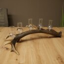 Set da liquore: 5 bicchieri alti con stelo su un supporto a forma di corna di cervo rosso - Regalo 27.60.2.66