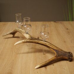 Schnapsleverancier 3x kleine glazen met steel op een stang van roodhertenhoorn Cadeau 27.60.2.70