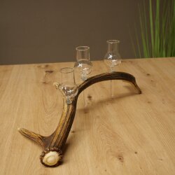 Schnapsleverancier 3x kleine glazen met steel op een stang van roodhertenhoorn Cadeau 27.60.2.70