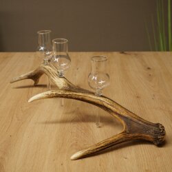 Schnapsleverancier 3x kleine glazen met steel op een stang van roodhertenhoorn Cadeau 27.60.2.70