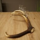 Sterkedrankleverancier 4 x kleine glazen met steel op een stang van roodhertenhoorn Cadeau 27.60.2.75