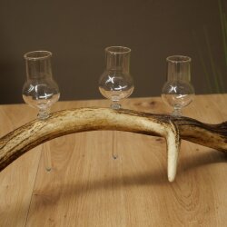Schnapsanbieter 4 x kleine Gläser Steckglas mit Stiel auf Rothirschstange Geschenk 27.60.2.78