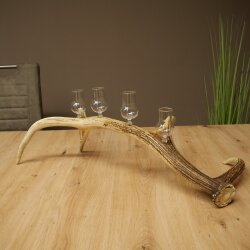 Schnapsanbieter 4 x kleine Gläser Steckglas mit Stiel auf Rothirschstange Geschenk 27.60.2.79
