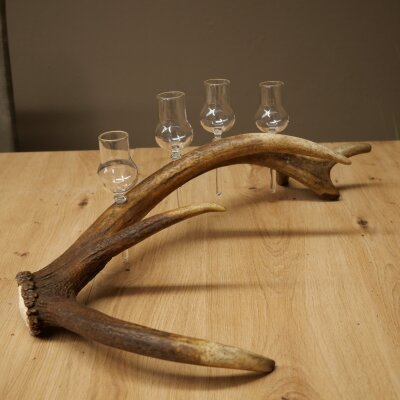 Schnapsanbieter 4 x kleine Gläser Steckglas mit Stiel auf Rothirschstange Geschenk 27.60.2.83
