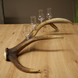 Set da liquore: 4 bicchierini con stelo su un corno di cervo rosso - Regalo 27.60.2.84