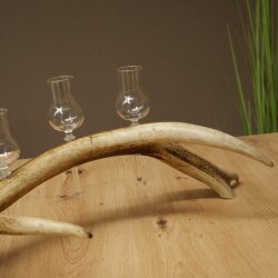 Set da liquore: 4 bicchierini con stelo su un corno di cervo rosso - Regalo 27.60.2.84