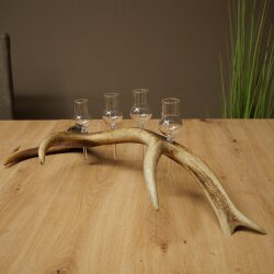 Set da liquore: 4 bicchierini con stelo su un corno di cervo rosso - Regalo 27.60.2.84
