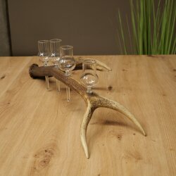 Set da liquore: 4 bicchierini con stelo su un corno di cervo rosso - Regalo 27.60.2.85